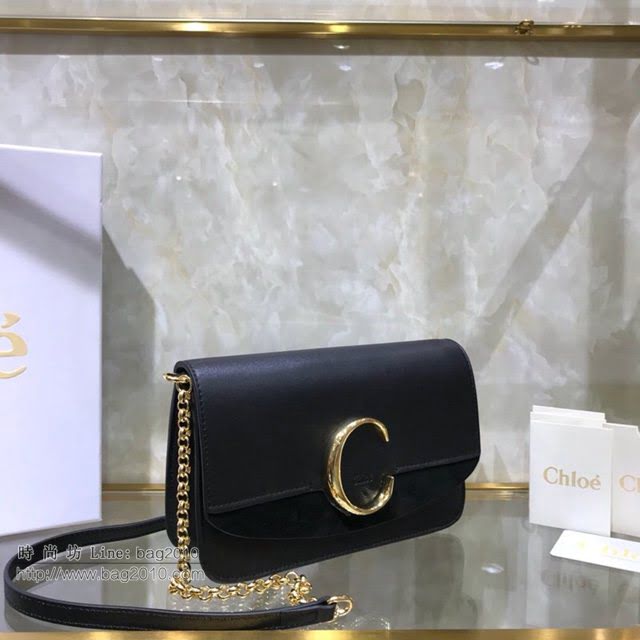 Chloe女包 克洛伊經典C鏈麂皮拼牛皮單肩包 Chole肩背斜挎包  jjh1364